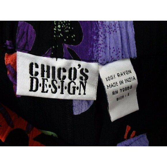 Chico's Design 1 (8-Small) multi-color floral elastic waist capri cropped - Picture 2 of 3